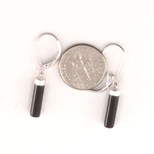 Load image into Gallery viewer, 9110131-Solid-Sterling-Silver-925-Black-Onyx-Tube-Dangle-Leverback-Earrings