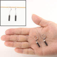Load image into Gallery viewer, 9110131-Solid-Sterling-Silver-925-Black-Onyx-Tube-Dangle-Leverback-Earrings