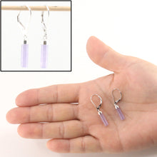 Load image into Gallery viewer, 9110132-Solid-Sterling-Silver-925-Tube-Lavender-Jade-Dangle-Leverback-Earrings