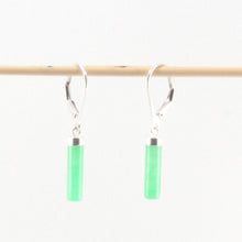 Load image into Gallery viewer, 9110133-Tube-Green-Jade-Solid-Sterling-Silver-925-Leverback-Dangle-Earrings
