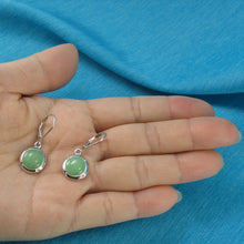Load image into Gallery viewer, 9110203-Simple-Beautiful-Green-Jade-Cubic-Zirconia-Leverback-Earrings
