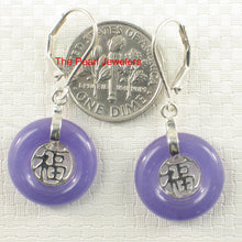 Load image into Gallery viewer, 9110222-Solid-Silver-925-Good-Fortunes-Lavender-Jade-Leverback-Dangle-Earrings
