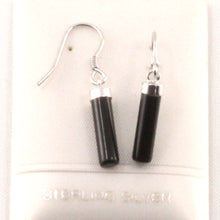 Load image into Gallery viewer, 9110231-Black-Onyx-Tube-Solid-Sterling-Silver-925-Fish-Hook-Dangle-Earrings