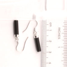 Load image into Gallery viewer, 9110231-Black-Onyx-Tube-Solid-Sterling-Silver-925-Fish-Hook-Dangle-Earrings