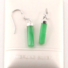 Load image into Gallery viewer, 9110233-Tube-Green-Jade-Solid-Silver-925-Fish-Hook-Dangle-Earrings