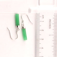 Load image into Gallery viewer, 9110233-Tube-Green-Jade-Solid-Silver-925-Fish-Hook-Dangle-Earrings