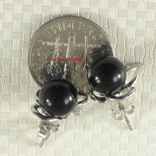 Load image into Gallery viewer, 9110261-Solid-Sterling-Silver-925-Genuine-Black-Onyx-Cubic-Zirconia-Stud-Earrings