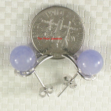 Load image into Gallery viewer, 9110262-Solid-Sterling-Silver-925-Lavender-Jade-Cubic-Zirconia-Stud-Earrings