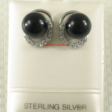 9110281-Solid-Sterling-Silver-925-Black-Onyx-Cubic-Zirconia-Stud-Earrings