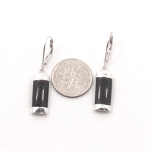 Load image into Gallery viewer, 9110361-Onyx-Curved-Shaped-Silver-925-Leverback-Dangle-Earrings
