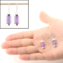Load image into Gallery viewer, 9110462-Solid-Silver-925-Hook-Curved-Shaped-Lavender-Jade-Dangle-Earrings