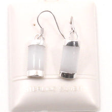 Load image into Gallery viewer, 9110466-Sterling-Silver-Hook-Curved-Shaped-White-Jade-Dangle-Earrings