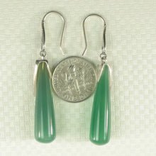 Load image into Gallery viewer, 9110603-Solid-Sterling-Silver-925-Hook-Tube-Blue-Green-Agate-Dangling-Earrings