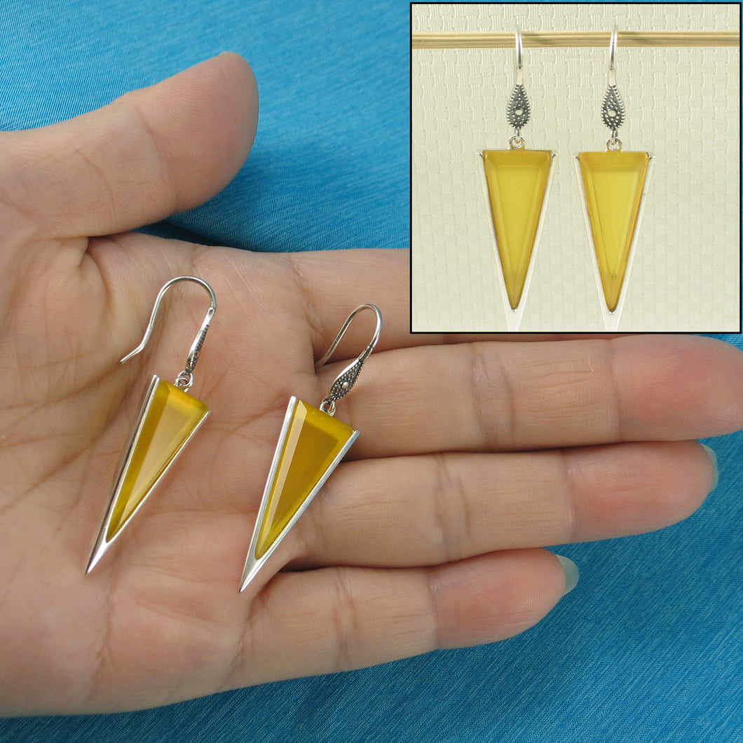 9110614-Yellow-Agate-Triangle-Solid-Silver-.925-Hook-Drop-Dangle-Earrings