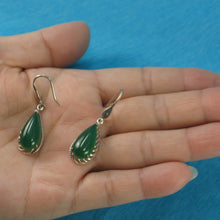Load image into Gallery viewer, 9110623-Solid-Sterling-Silver-Hook-Pear-Green-Agate-Dangle-Drop-Earrings
