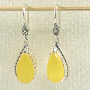 9110624-Solid-Sterling-Silver-Hook-Pear-Yellow-Agate-Dangle-Drop-Earrings
