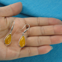 Load image into Gallery viewer, 9110624-Solid-Sterling-Silver-Hook-Pear-Yellow-Agate-Dangle-Drop-Earrings