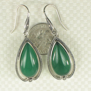 9110633-Cabochon-Green-Agate-Solid-Sterling-Silver-Hook-Dangle-Drop-Earrings