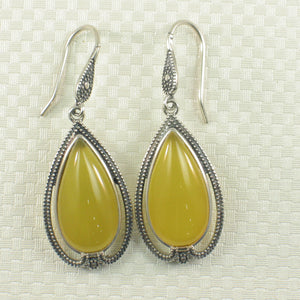 9110634-Cabochon-Yellow-Agate-Solid-Sterling-Silver-Hook-Dangle-Drop-Earrings