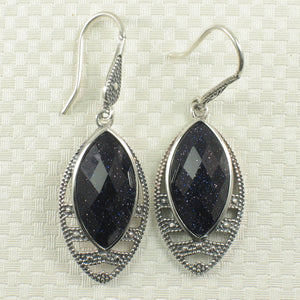 9110641-Marquise-Blue-Sandstone-Solid-Sterling-Silver-Hook-Drop-Dangle-Earrings