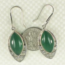 Load image into Gallery viewer, 9110643-Marquise-Green-Agate-Solid-Sterling-Silver-Hook-Drop-Dangle-Earrings