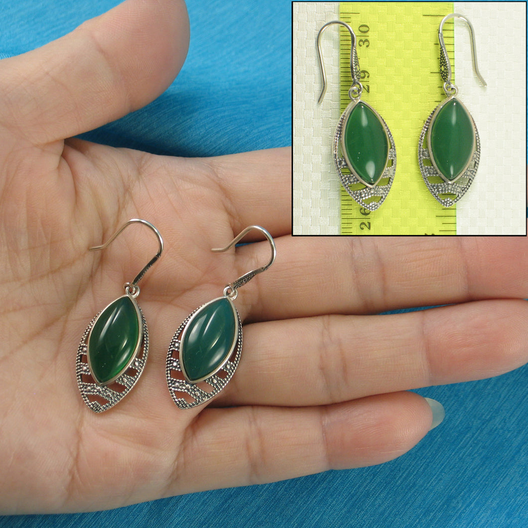 9110643-Marquise-Green-Agate-Solid-Sterling-Silver-Hook-Drop-Dangle-Earrings