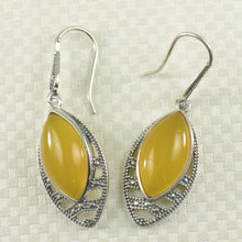 Load image into Gallery viewer, 9110644-Marquise-Yellow-Agate-Solid-Sterling-Silver-Hook-Drop-Dangle-Earrings