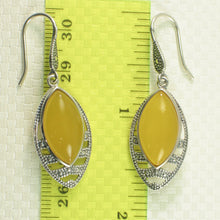 Load image into Gallery viewer, 9110644-Marquise-Yellow-Agate-Solid-Sterling-Silver-Hook-Drop-Dangle-Earrings