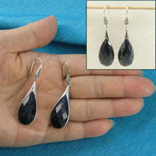 Load image into Gallery viewer, 9110651-Raindrop-Blue-Sandstone-Solid-Sterling-Silver-Hook-Drop-Dangle-Earrings
