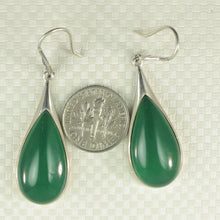 Load image into Gallery viewer, 9110653-Raindrop-Green-Agate-Solid-Sterling-Silver-Hook-Drop-Dangle-Earrings