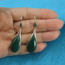 Load image into Gallery viewer, 9110653-Raindrop-Green-Agate-Solid-Sterling-Silver-Hook-Drop-Dangle-Earrings