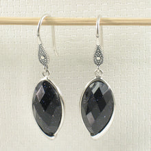 Load image into Gallery viewer, 9110661-Marquise-Blue-Sandstone-Solid-Sterling-Silver-Hook-Dangle-Earrings