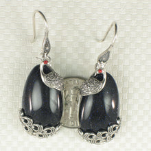 Load image into Gallery viewer, 9110671-Solid-Sterling-Silver-Hook-Unique-Blue-Sandstone-Dangle-Earrings