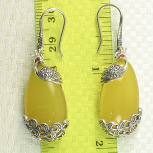 9110674-Solid-Sterling-Silver-Hook-Unique-Yellow-Agate-Dangle-Earrings