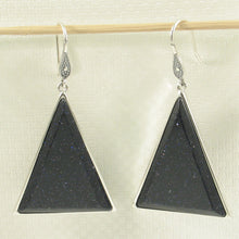 Load image into Gallery viewer, 9110681-Solid-Sterling-Silver-Hook-Triangle-Blue-Sandstone-Dangle-Earrings