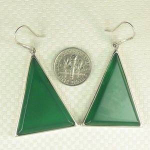 9110683-Solid-Sterling-Silver-Hook-Triangle-Green-Agate-Dangle-Earrings