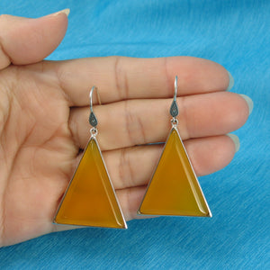 9110684-Solid-Sterling-Silver-Hook-Triangle-Yellow-Agate-Dangle-Earrings