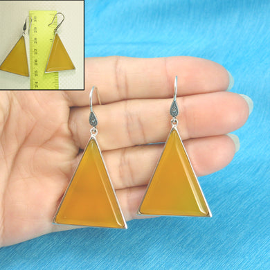 9110684-Solid-Sterling-Silver-Hook-Triangle-Yellow-Agate-Dangle-Earrings