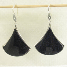 Load image into Gallery viewer, 9110691-Unique-Blue-Sandstone-Solid-Sterling-Silver-Hook-Dangle-Earrings