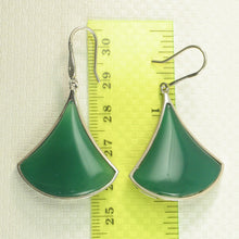 Load image into Gallery viewer, 9110693-Unique-Green-Agate-Solid-Sterling-Silver-Hook-Dangle-Earrings