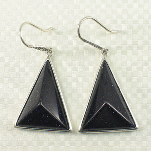 9110701-Solid-Sterling-Silver-Hook-Triangle-Blue-Sandstone-Dangle-Earrings