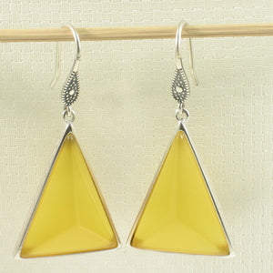 9110704-Solid-Sterling-Silver-Hook-Triangle-Yellow-Agate-Dangle-Earrings