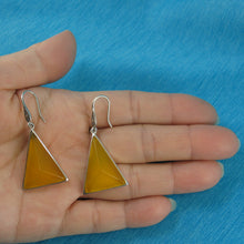 Load image into Gallery viewer, 9110704-Solid-Sterling-Silver-Hook-Triangle-Yellow-Agate-Dangle-Earrings