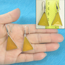 Load image into Gallery viewer, 9110704-Solid-Sterling-Silver-Hook-Triangle-Yellow-Agate-Dangle-Earrings