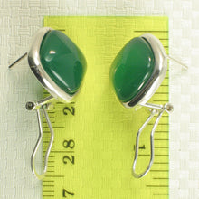 Load image into Gallery viewer, 9110723-Solid-Sterling-Silver-Omega-Back-Square-Green-Agate-Earrings
