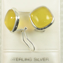 Load image into Gallery viewer, 9110724-Solid-Sterling-Silver-Omega-Back-Square-Yellow-Agate-Earrings