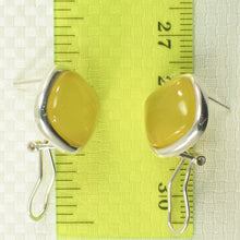 Load image into Gallery viewer, 9110724-Solid-Sterling-Silver-Omega-Back-Square-Yellow-Agate-Earrings