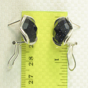 9110761-Solid-Sterling-Silver-Omega-Back-Oval-Blue-Sandstone-Earrings