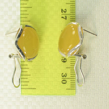 Load image into Gallery viewer, 9110764-Solid-Sterling-Silver-Omega-Back-Oval-Yellow-Agate-Earrings