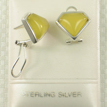 Load image into Gallery viewer, 9110784-Solid-Sterling-Silver-Omega-Back-Diamond-Shaped-Yellow-Agate-Earrings